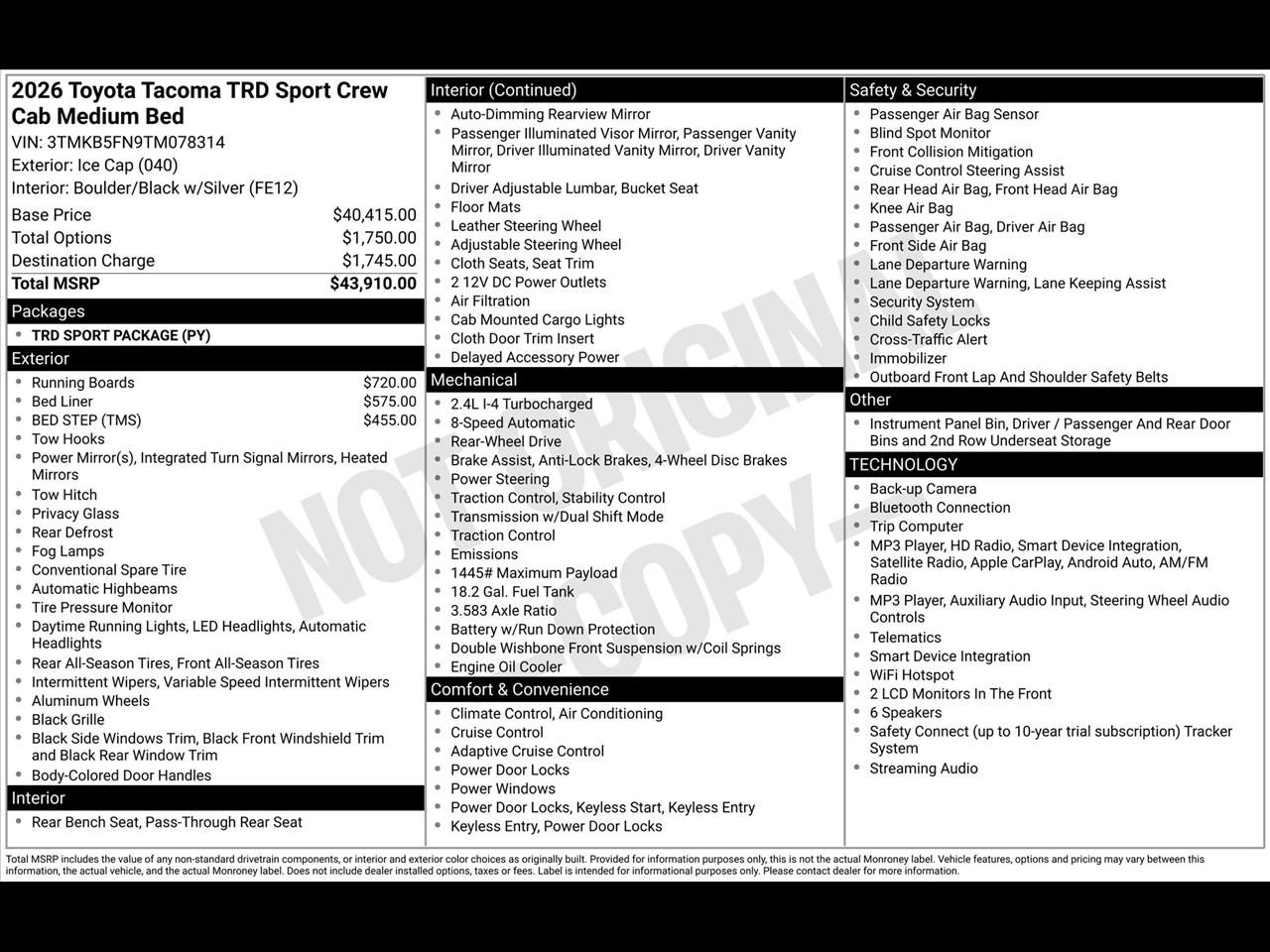 Toyota Tacoma TRD Sport Double Cab 2WD 2026
