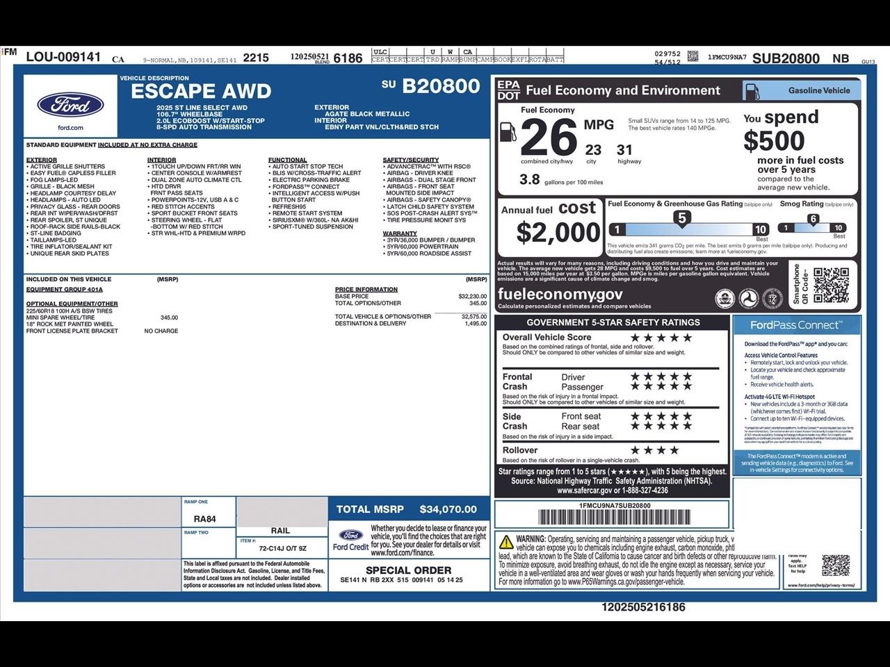 2025 Ford Escape ST-Line Select AWD