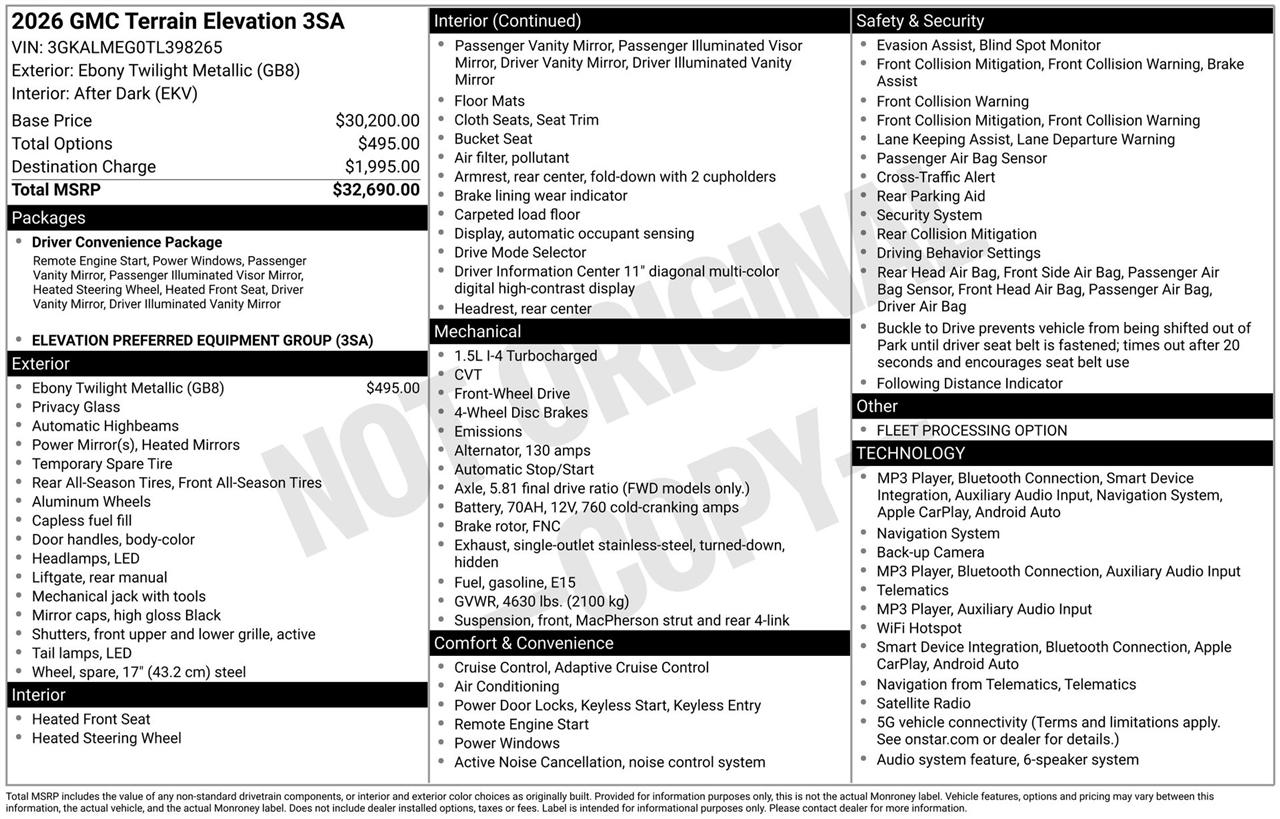 GMC Terrain Elevation 2026