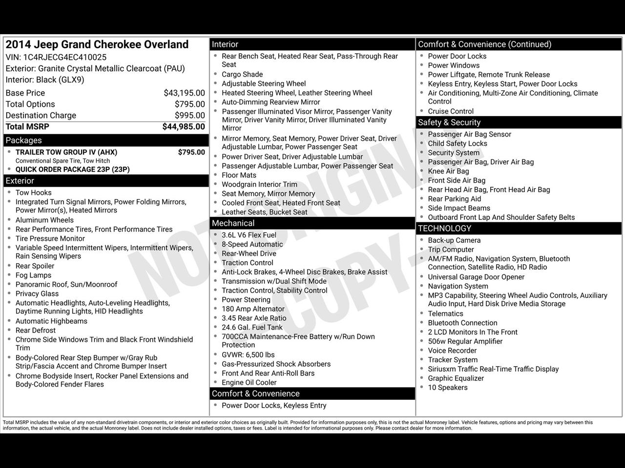 Jeep Grand Cherokee Overland 2WD 2014