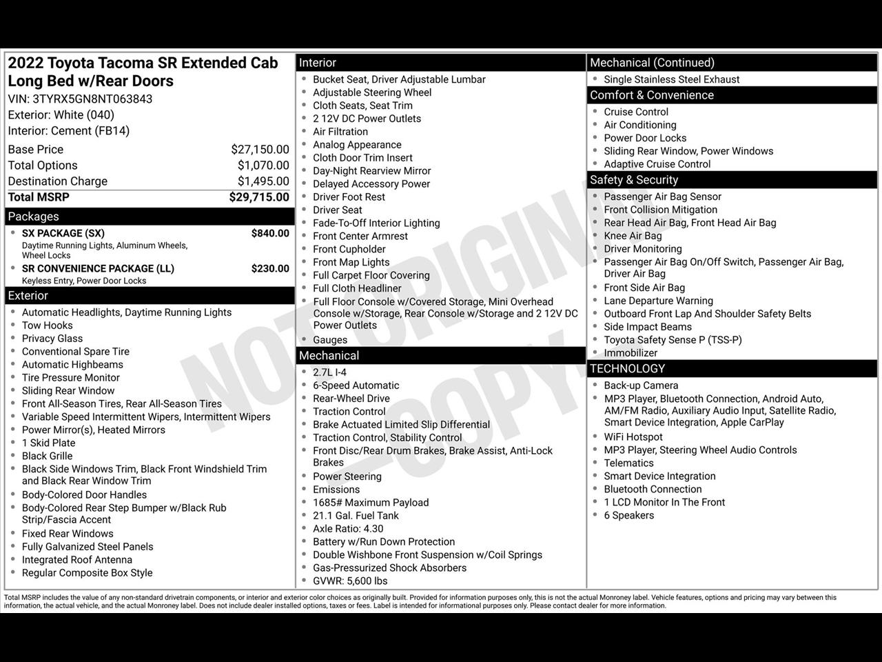 Toyota Tacoma SR5 Access Cab I4 6AT 2WD 2022