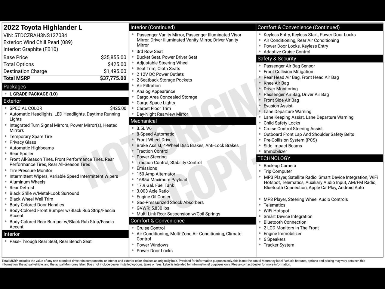 Toyota Highlander L 2022
