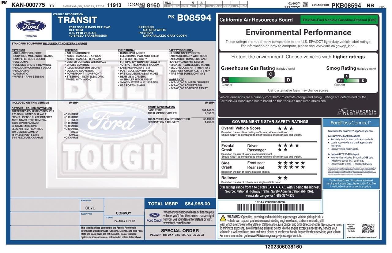 Ford Transit 350 Wagon Low Roof XLT w/Sliding Pass. 148-in. WB 2023