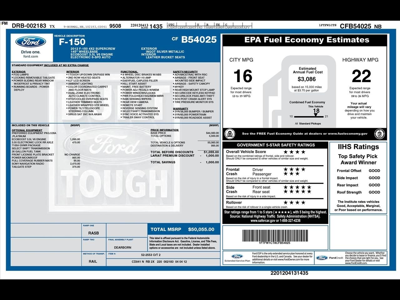 Ford F-150 Platinum SuperCrew 6.5-ft. Bed 2WD 2012