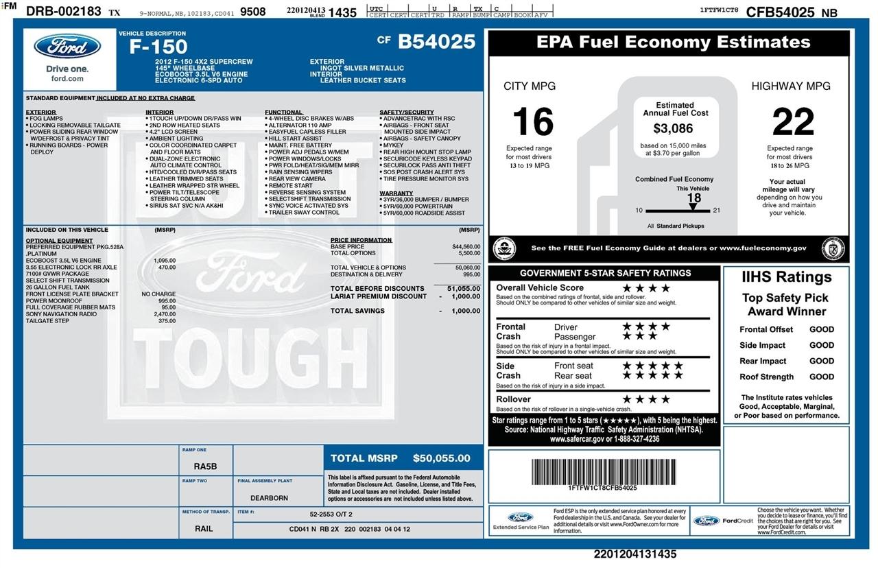 Ford F-150 Platinum SuperCrew 6.5-ft. Bed 2WD 2012