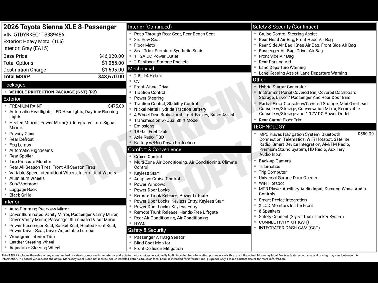 Toyota Sienna XLE 7-Passenger 2026