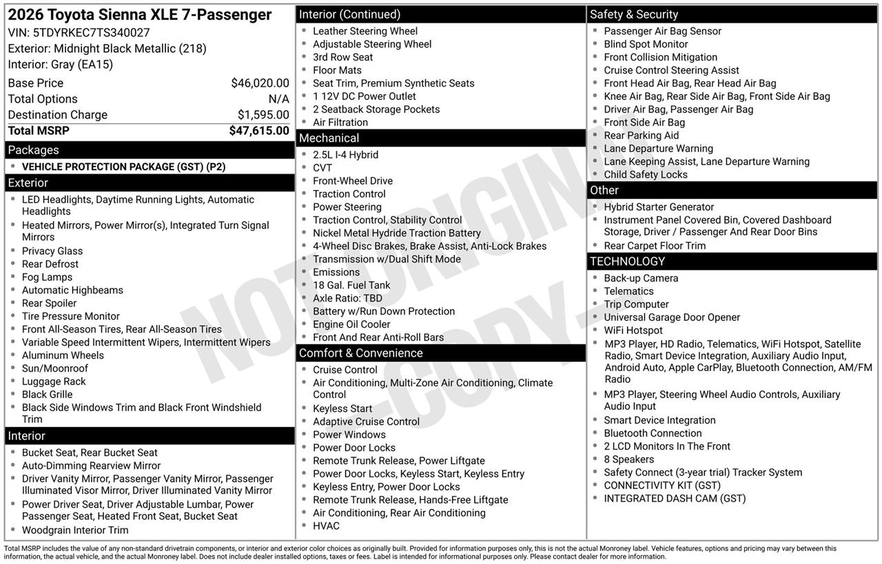 Toyota Sienna XLE 7-Passenger 2026
