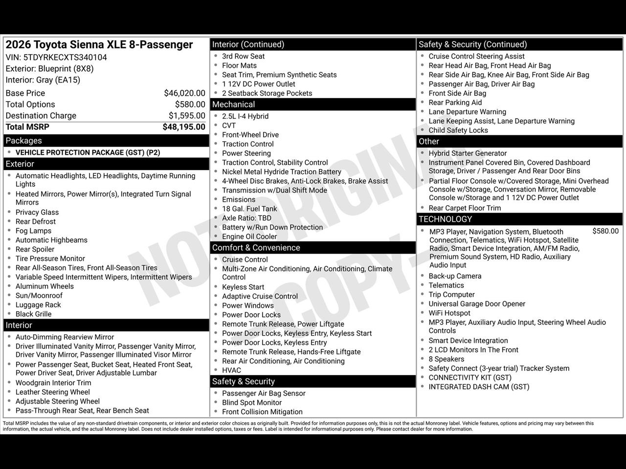 Toyota Sienna XLE 7-Passenger 2026
