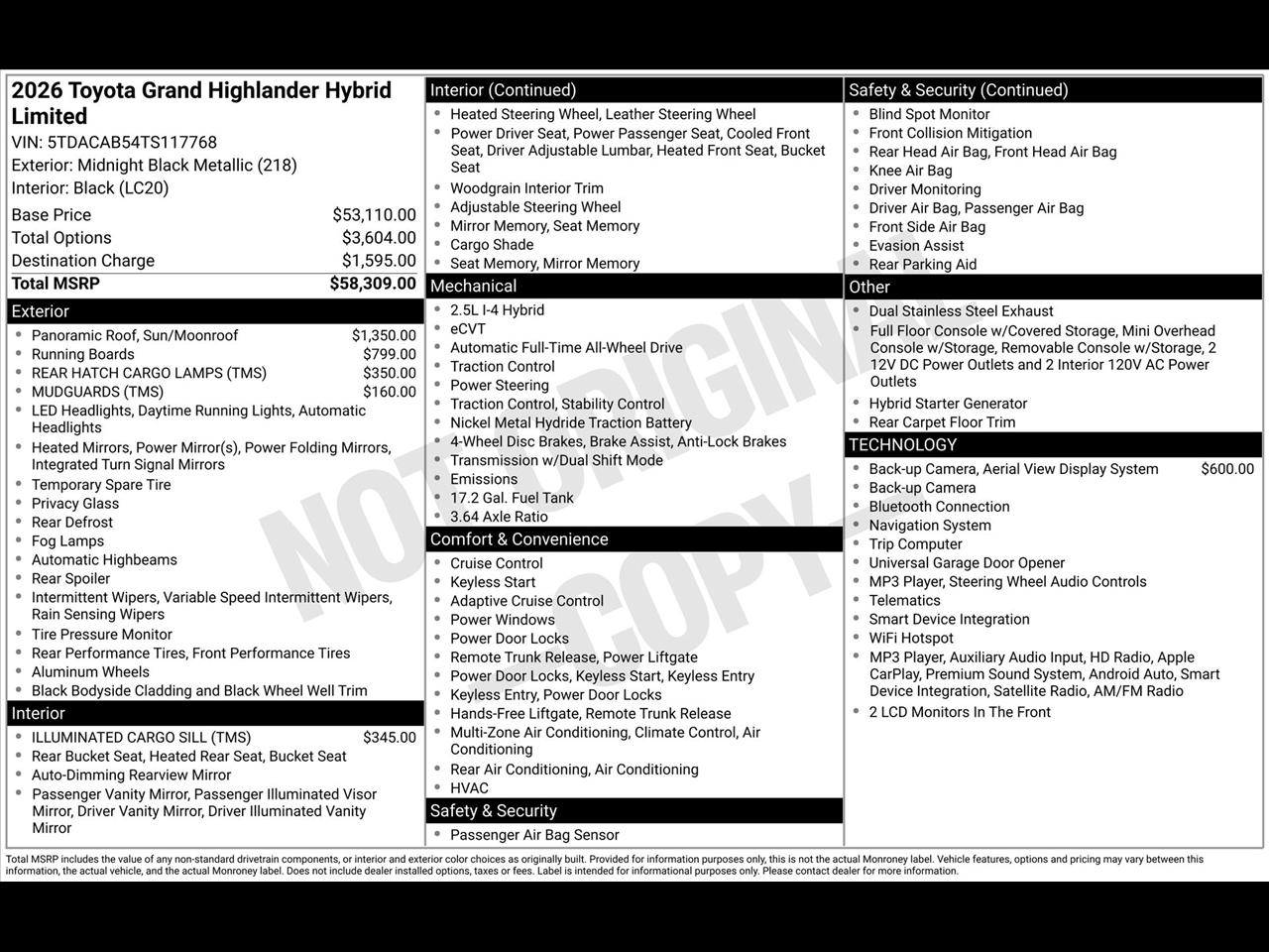 Toyota Grand Highlander Hybrid Limited AWD 2026