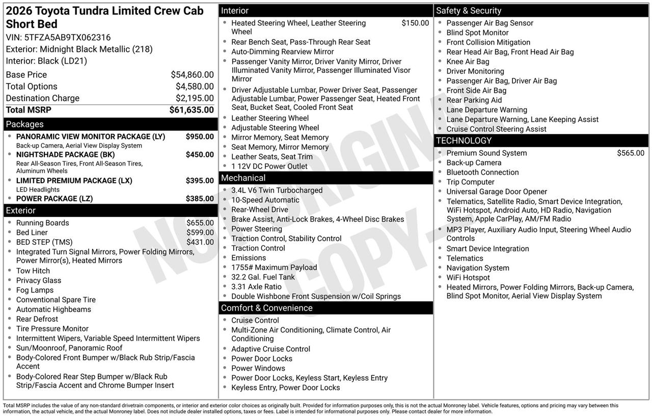 Toyota Tundra Limited CrewMax 2WD 2026