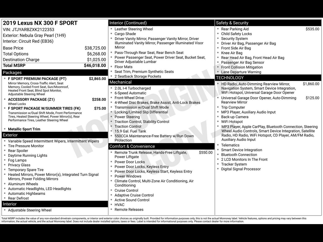 Lexus NX 200t FWD 2019