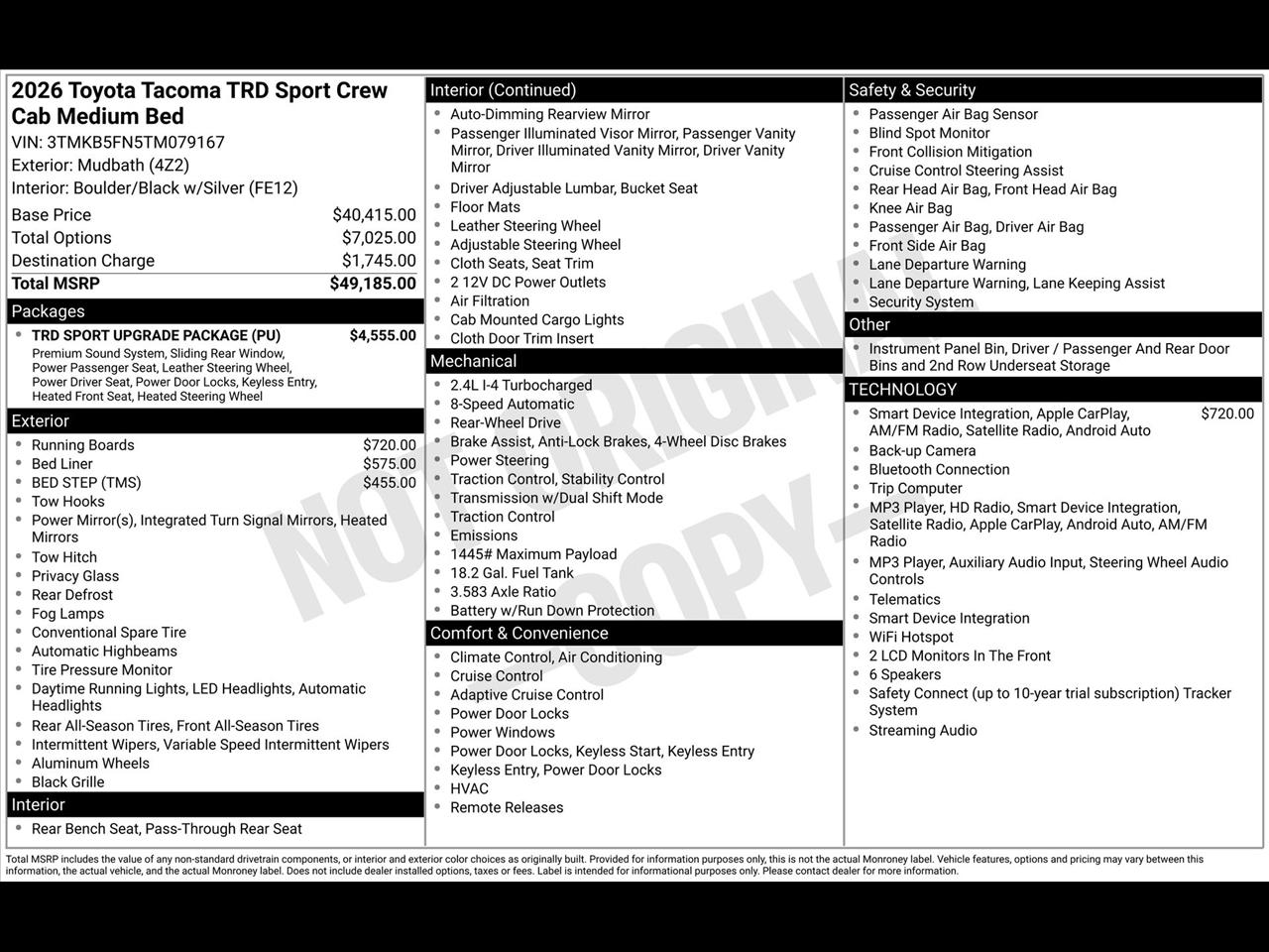 Toyota Tacoma TRD Sport Double Cab 2WD 2026