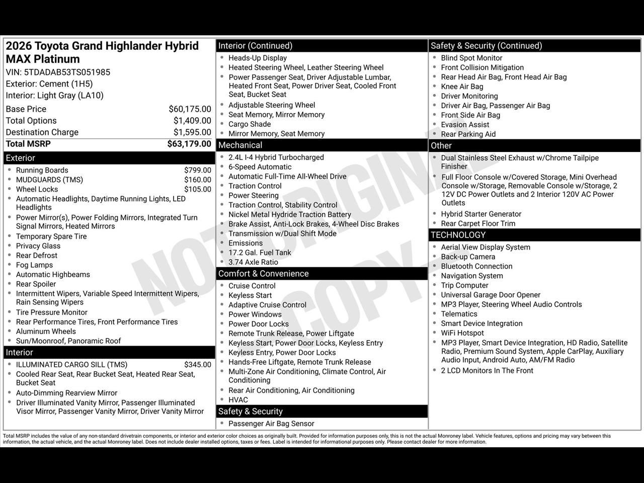 Toyota Grand Highlander Hybrid MAX Platinum AWD 2026