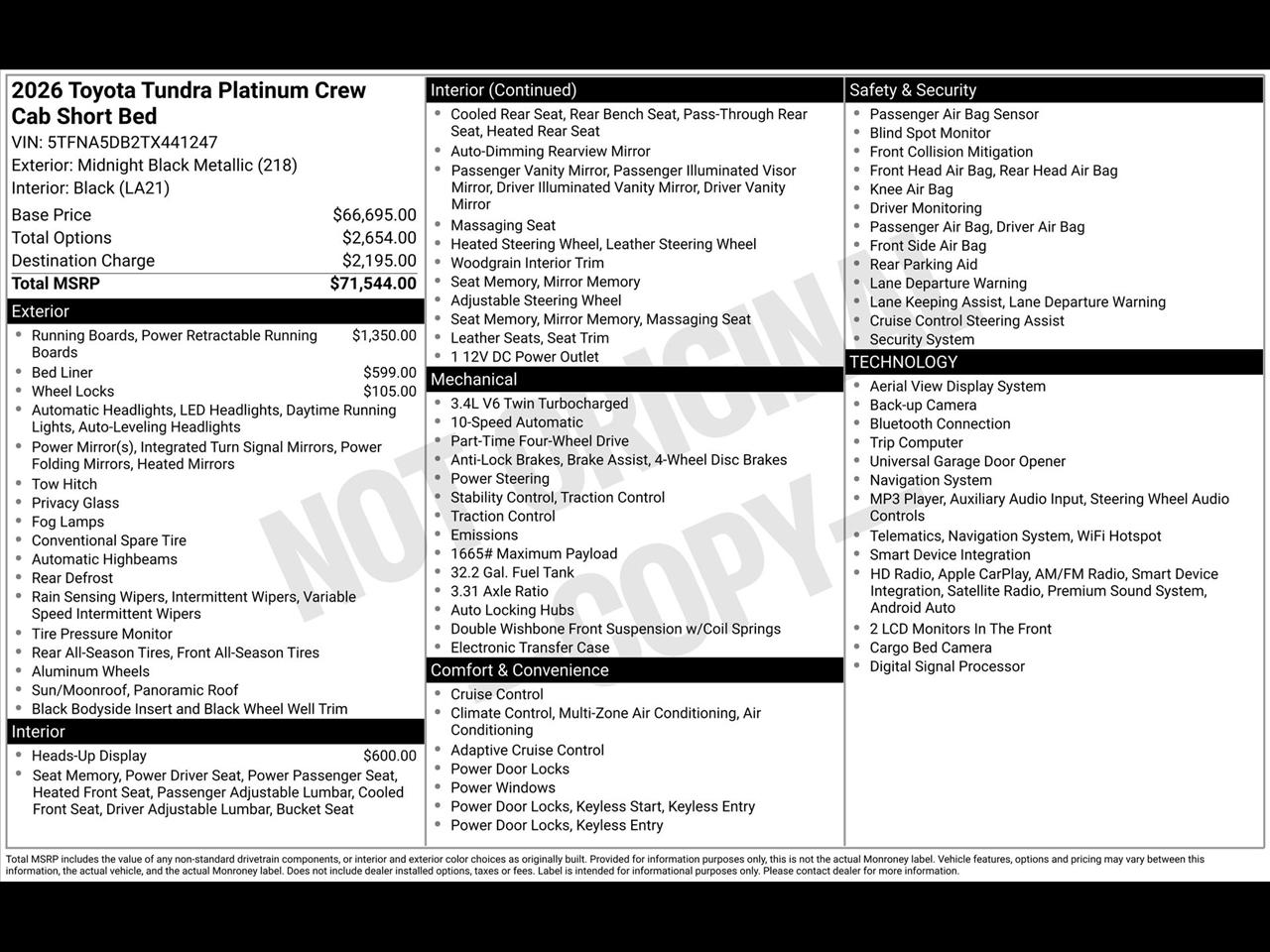 Toyota Tundra Platinum CrewMax 4WD 2026