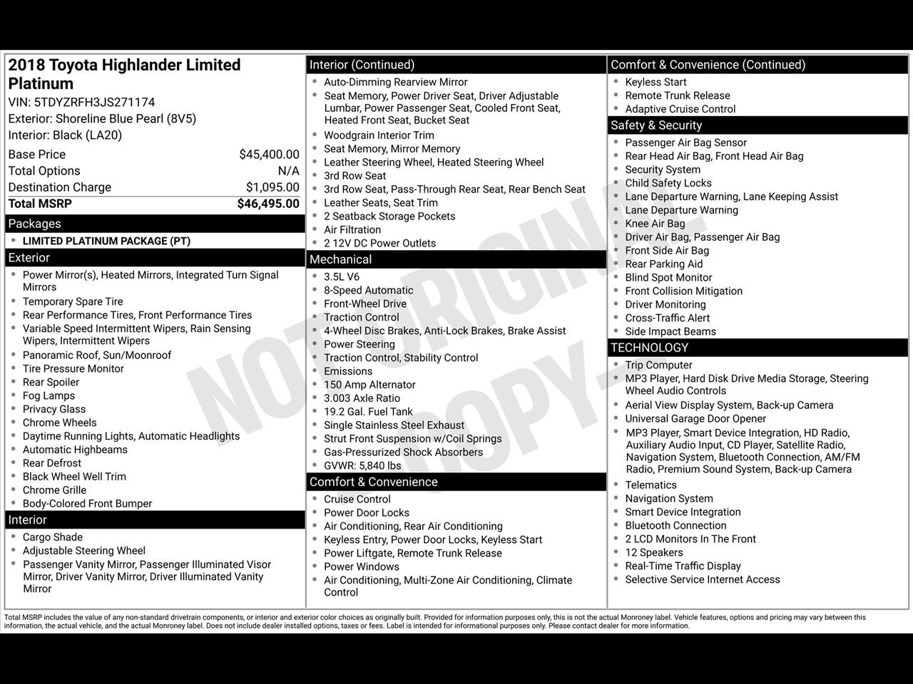 Toyota Highlander Limited FWD V6 2018