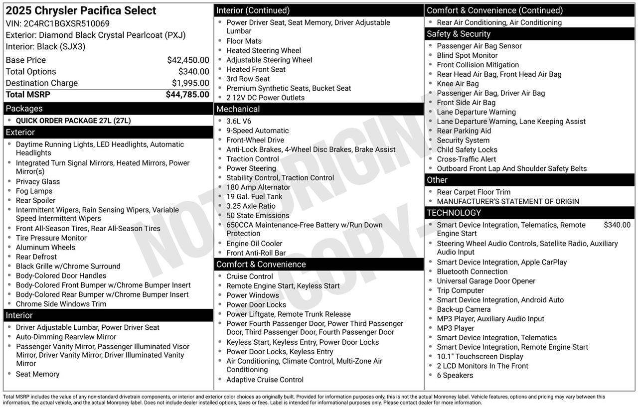 Chrysler Pacifica Select 2025