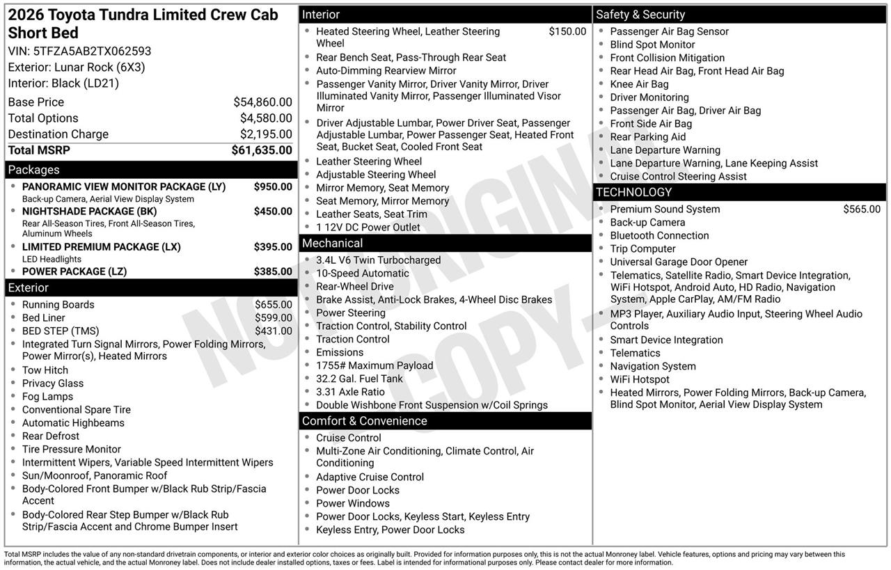 Toyota Tundra Limited CrewMax 2WD 2026