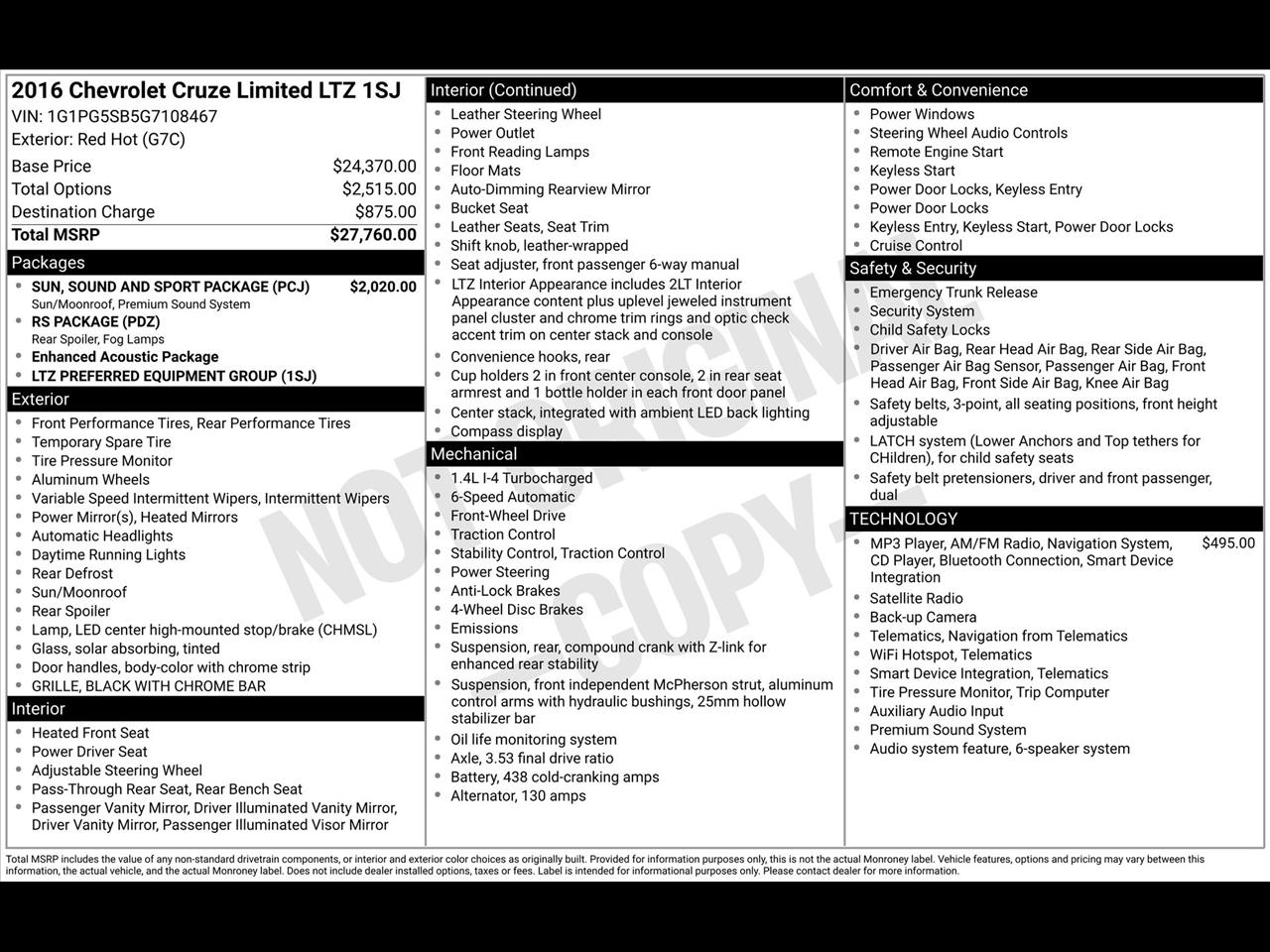 Chevrolet Cruze Limited LTZ Auto 2016