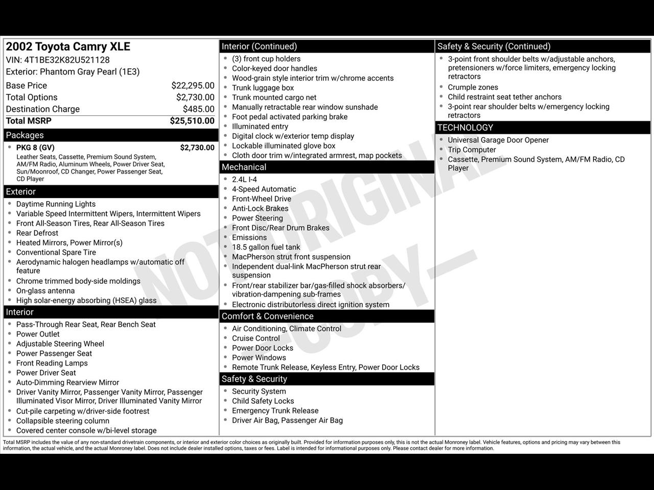 Toyota Camry LE 2002