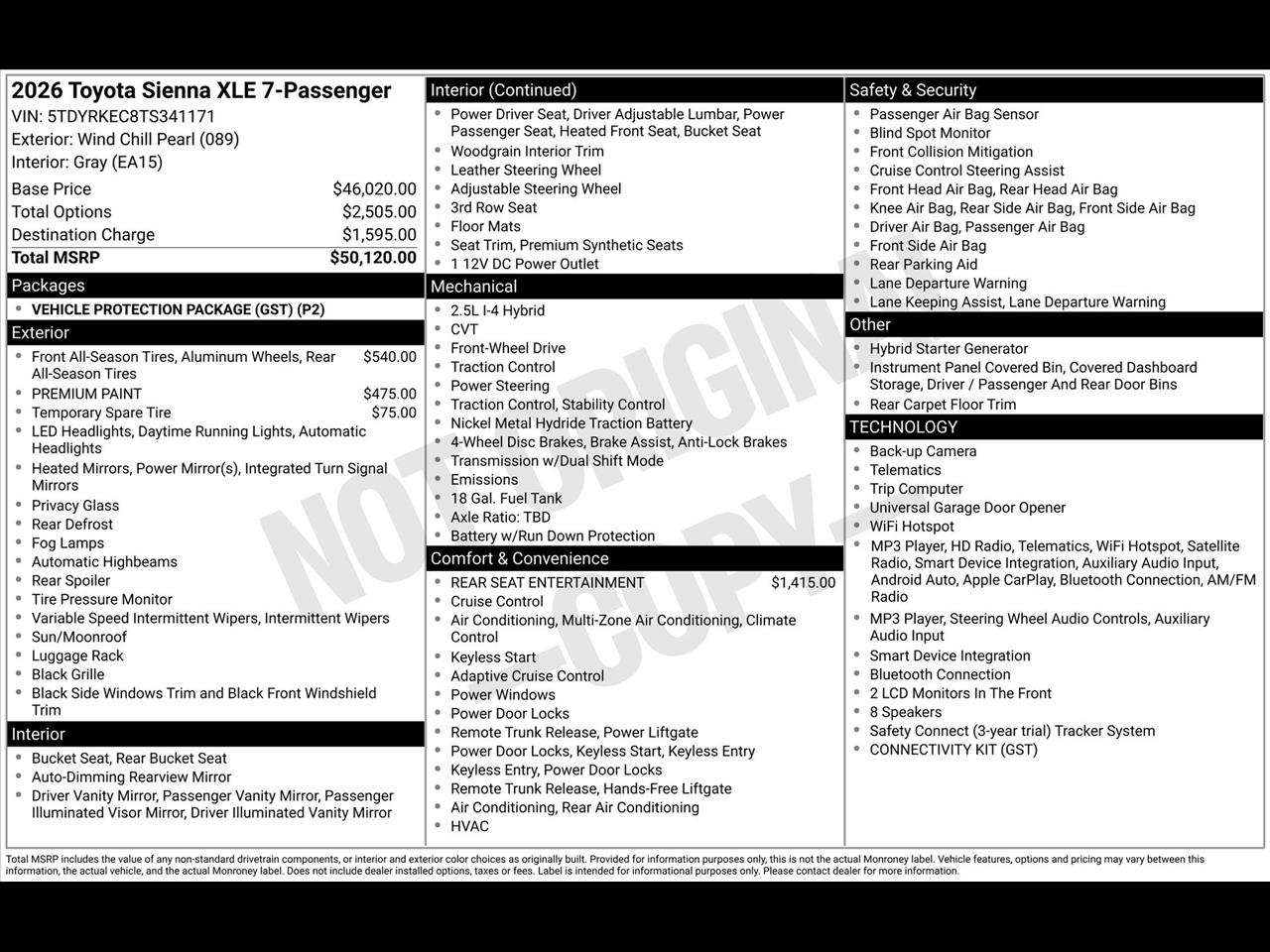 Toyota Sienna XLE 7-Passenger 2026