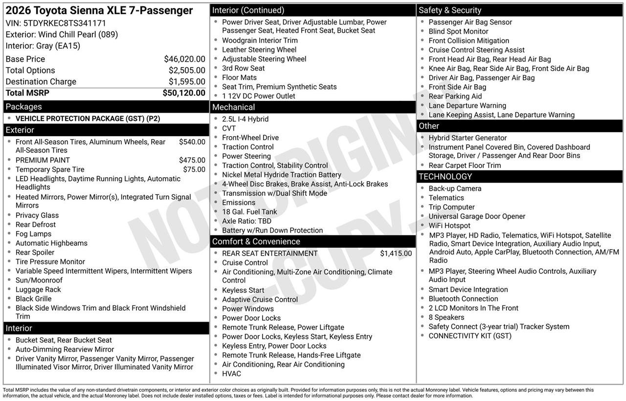 Toyota Sienna XLE 7-Passenger 2026