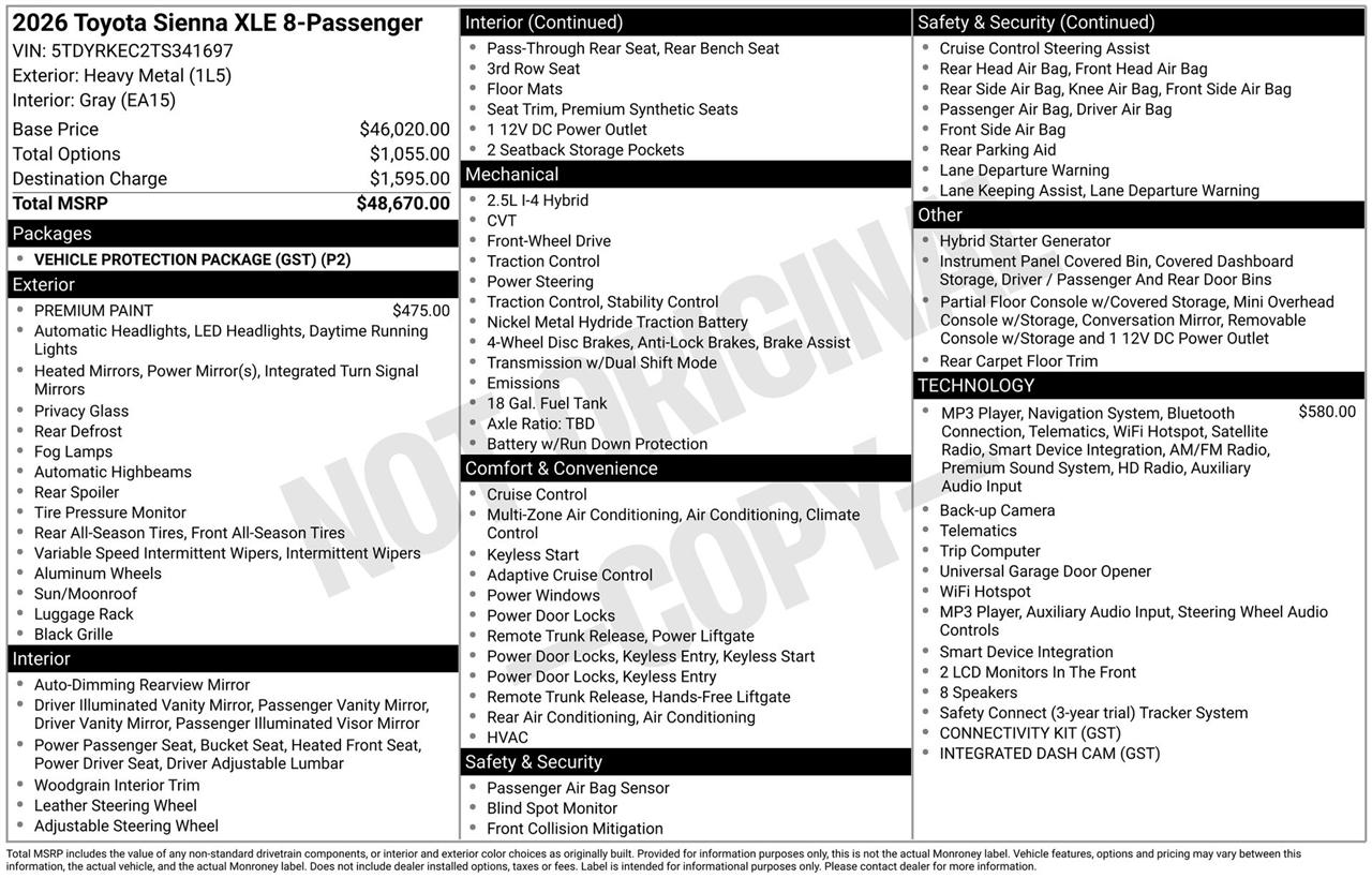 Toyota Sienna XLE 7-Passenger 2026