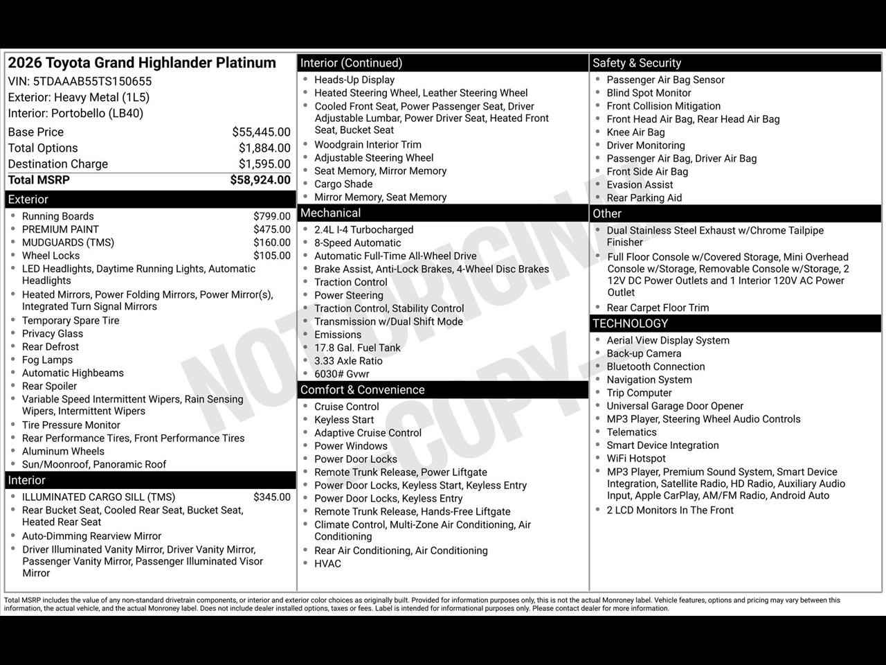 Toyota Grand Highlander Platinum AWD 2026