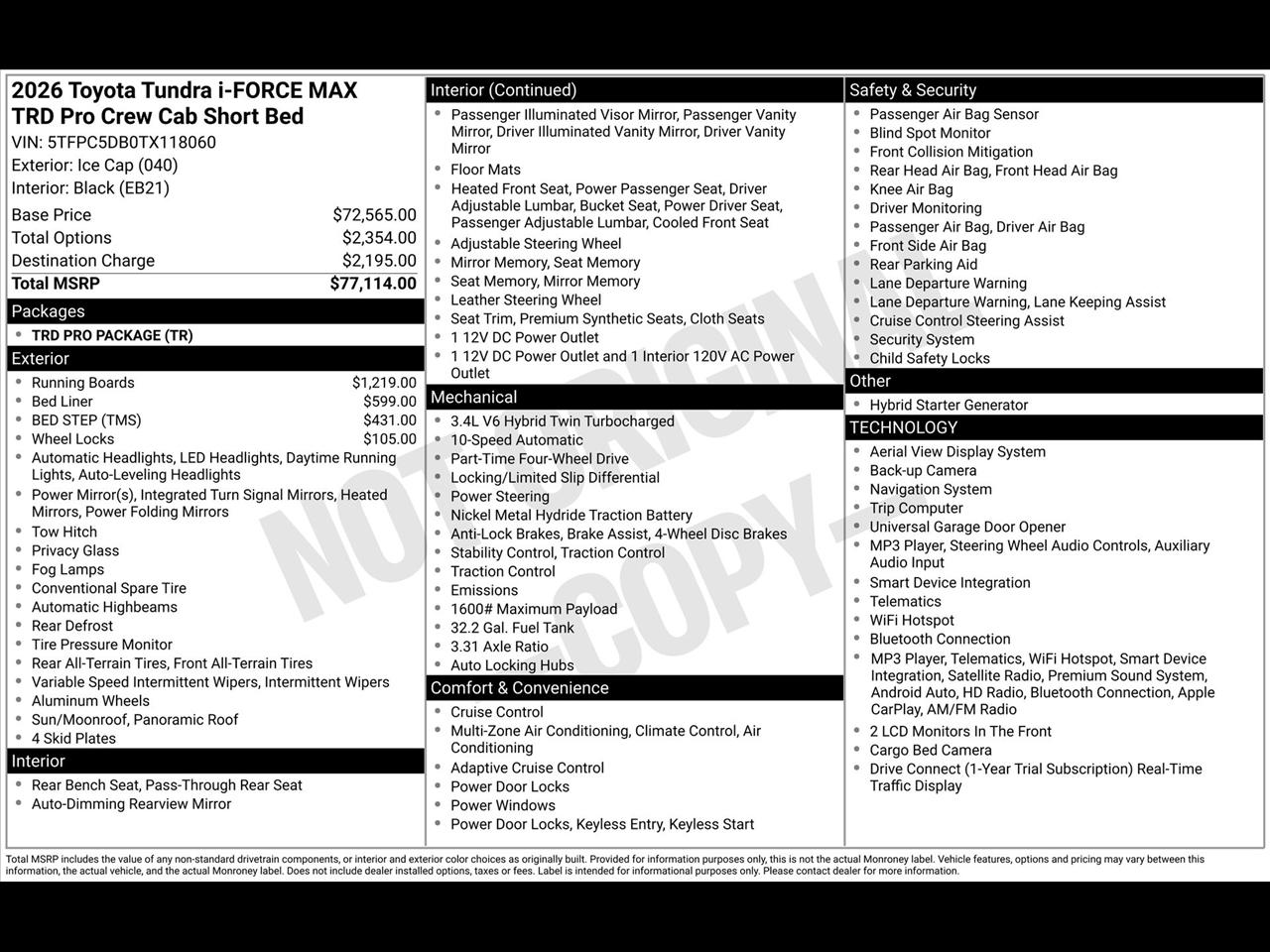 Toyota Tundra TRD PRO CrewMax 4WD Hybrid 2026