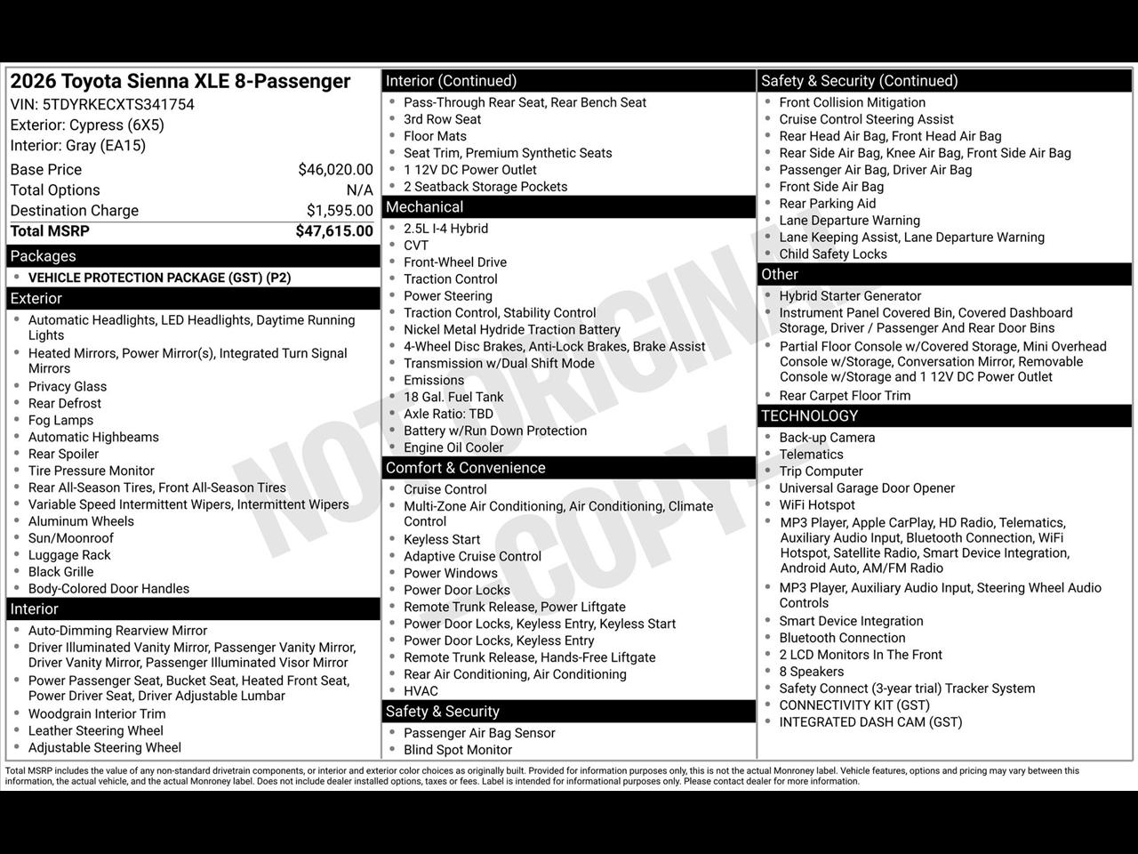 Toyota Sienna XLE 7-Passenger 2026