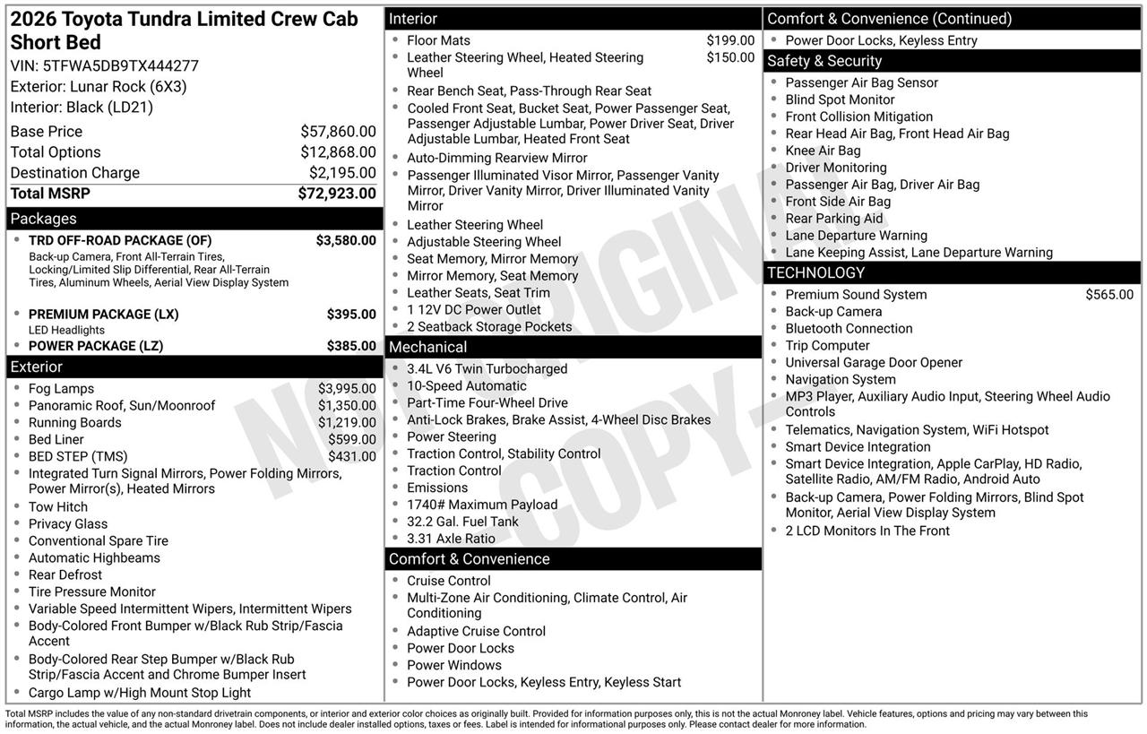 Toyota Tundra Limited CrewMax 4WD 2026