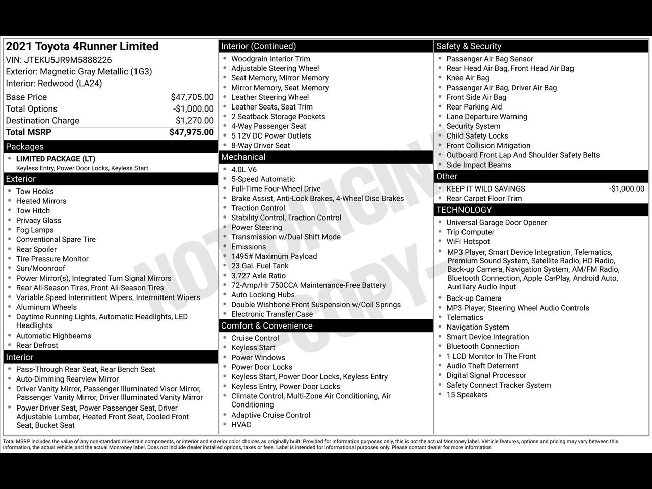 Toyota 4Runner Limited 4WD 2021