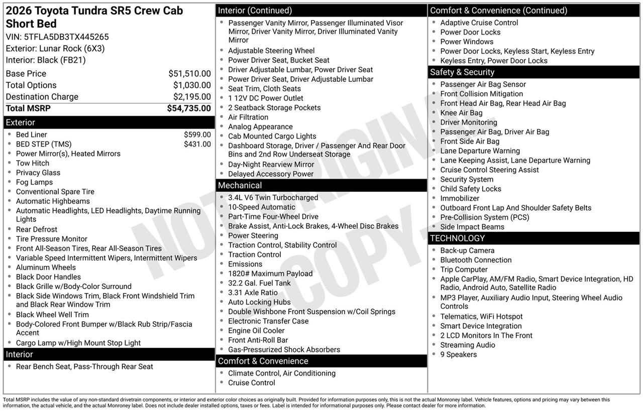 Toyota Tundra SR5 CrewMax 4WD 2026