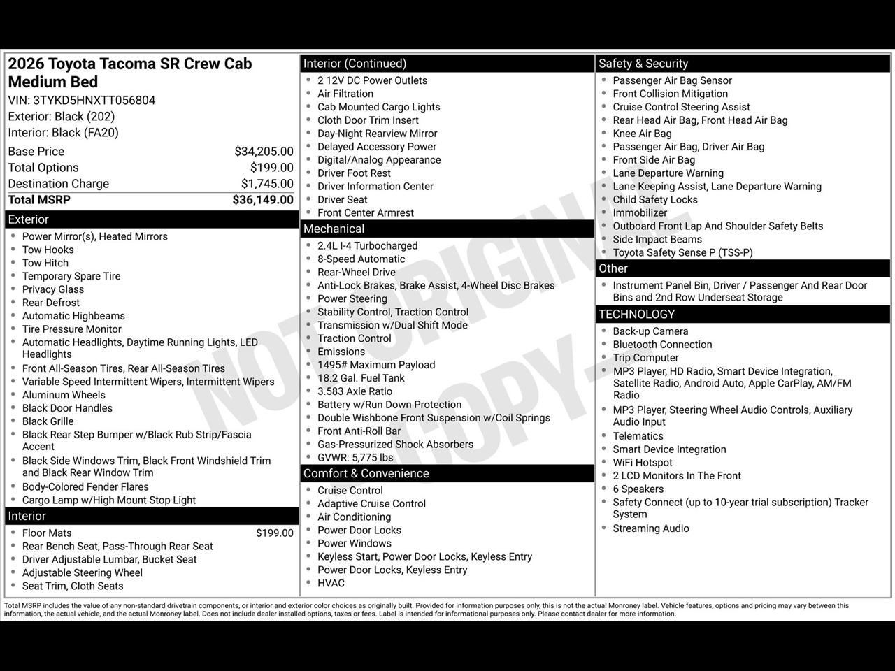 Toyota Tacoma SR Double Cab 2WD 2026