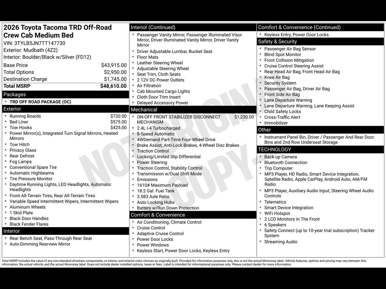 Toyota Tacoma TRD Sport Double Cab 4WD 2026