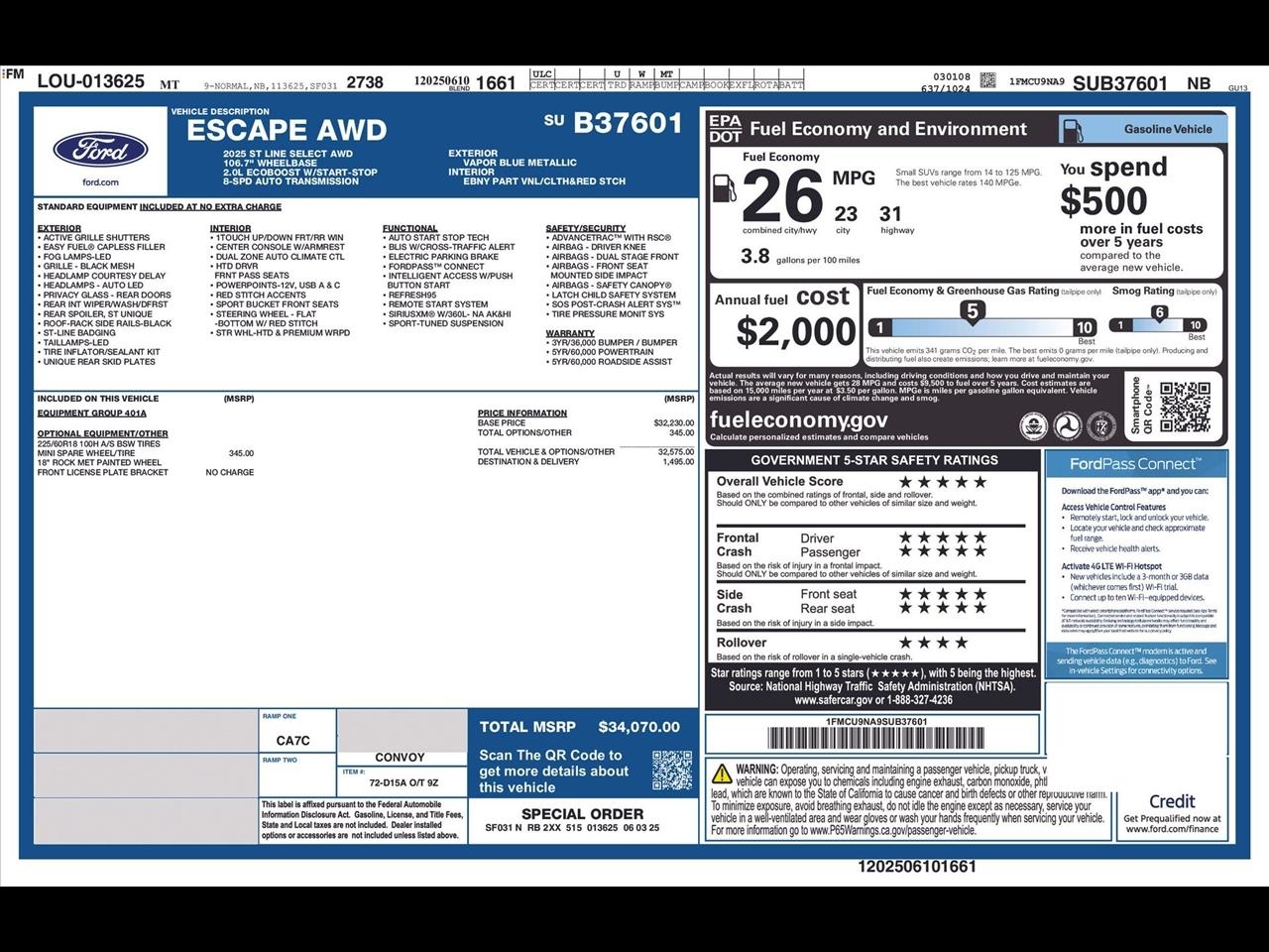 Ford Escape ST-Line Select AWD 2025