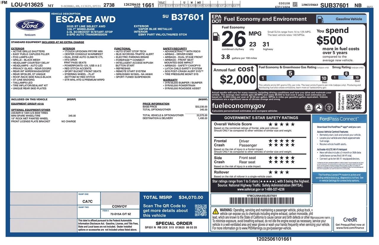 Ford Escape ST-Line Select AWD 2025