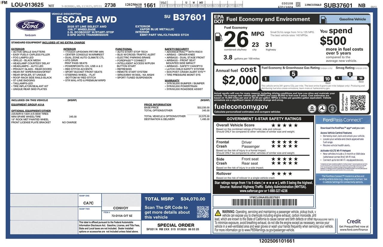 Ford Escape ST-Line Select AWD 2025