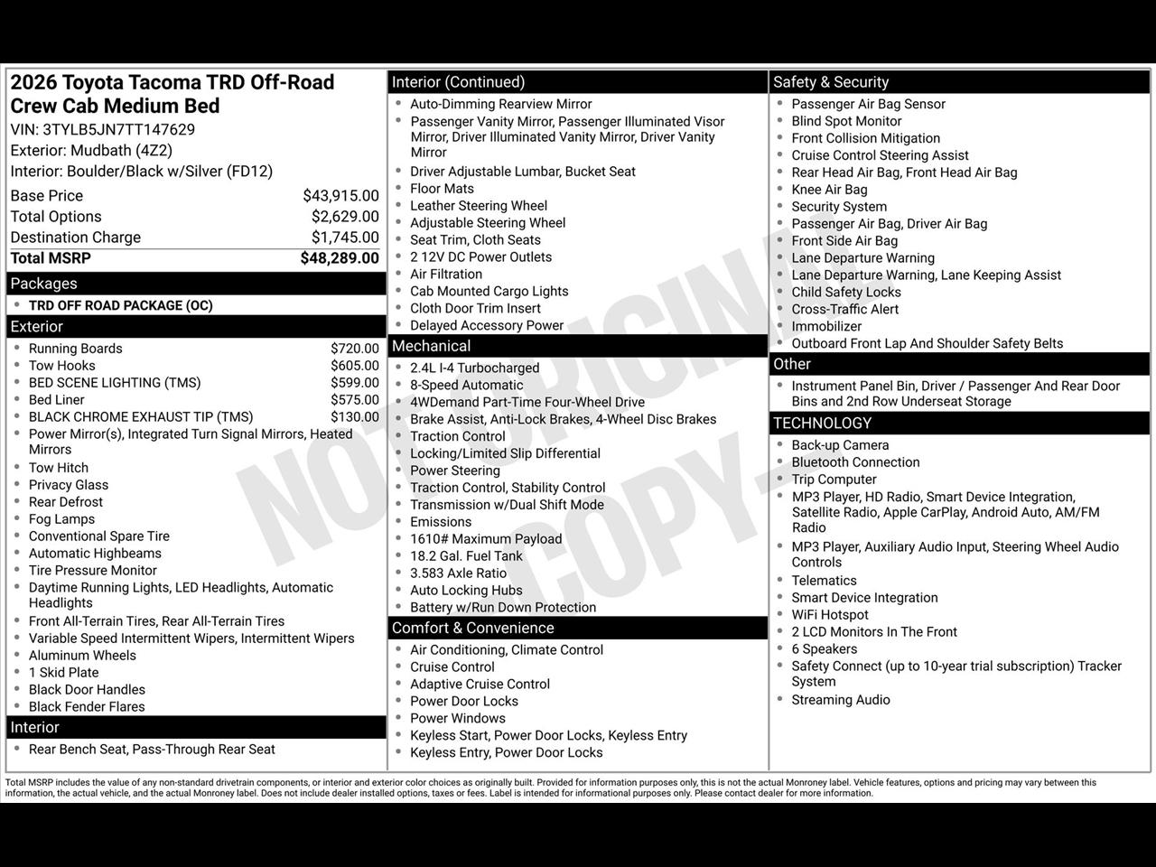 Toyota Tacoma TRD Sport Double Cab 4WD 2026