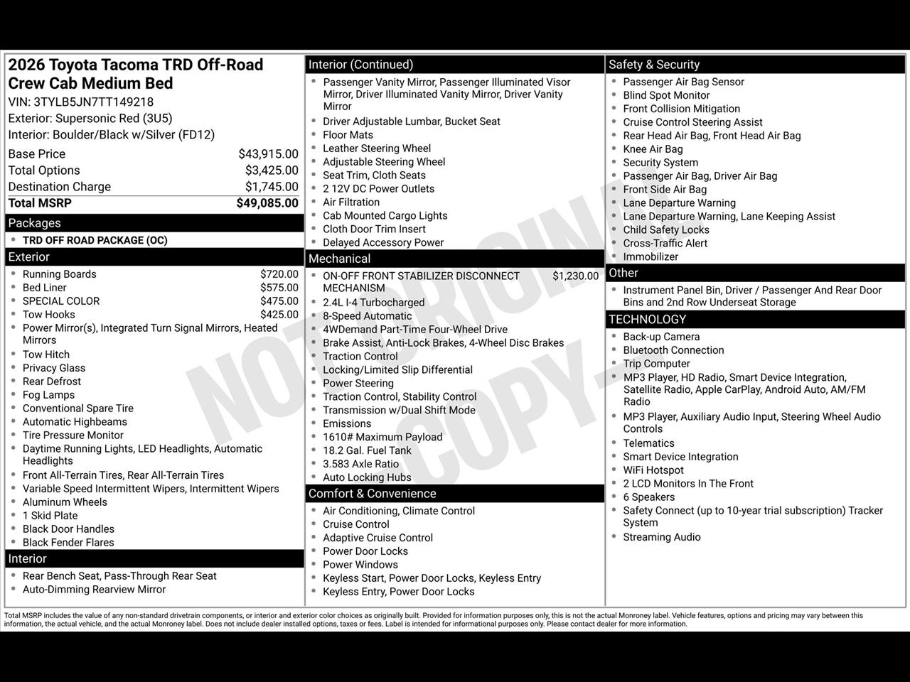 Toyota Tacoma TRD Sport Double Cab 4WD 2026