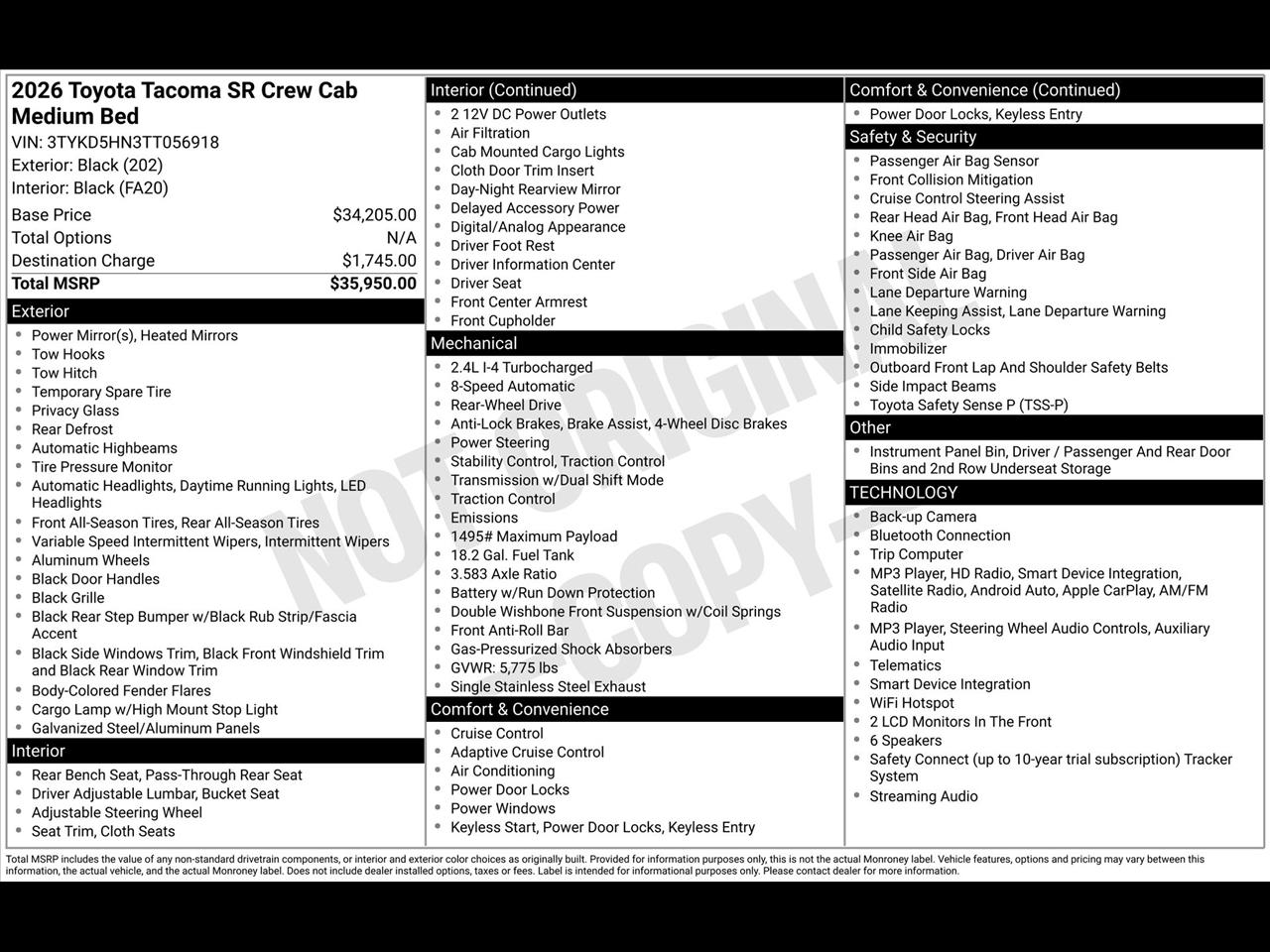 Toyota Tacoma SR Double Cab 2WD 2026