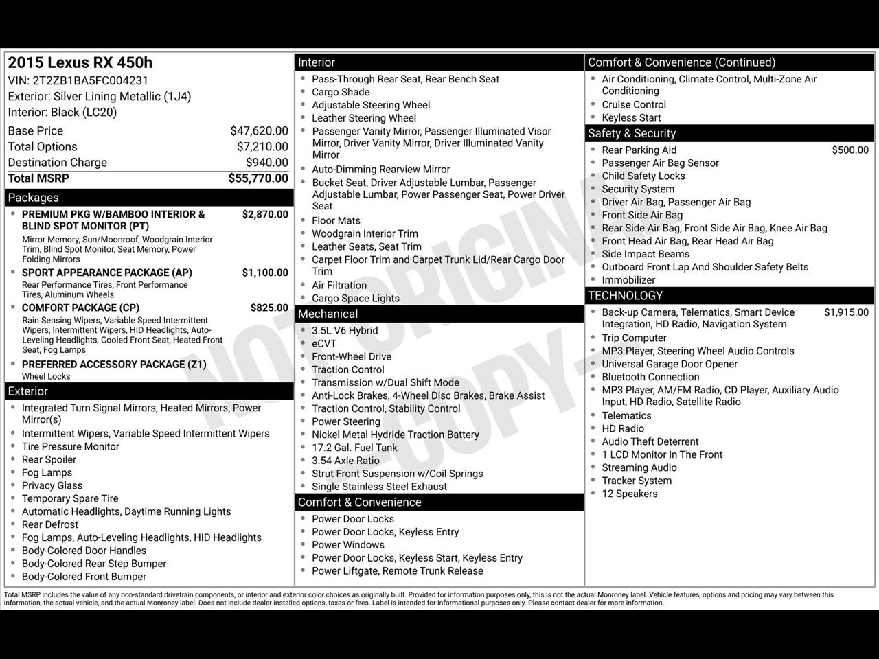 Lexus RX 450h FWD 2015