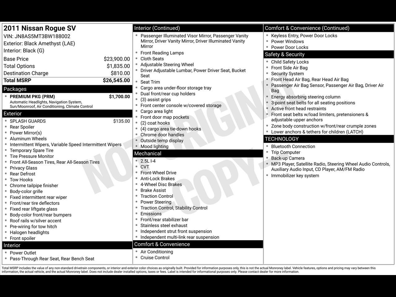 Nissan Rogue SV FWD 2011