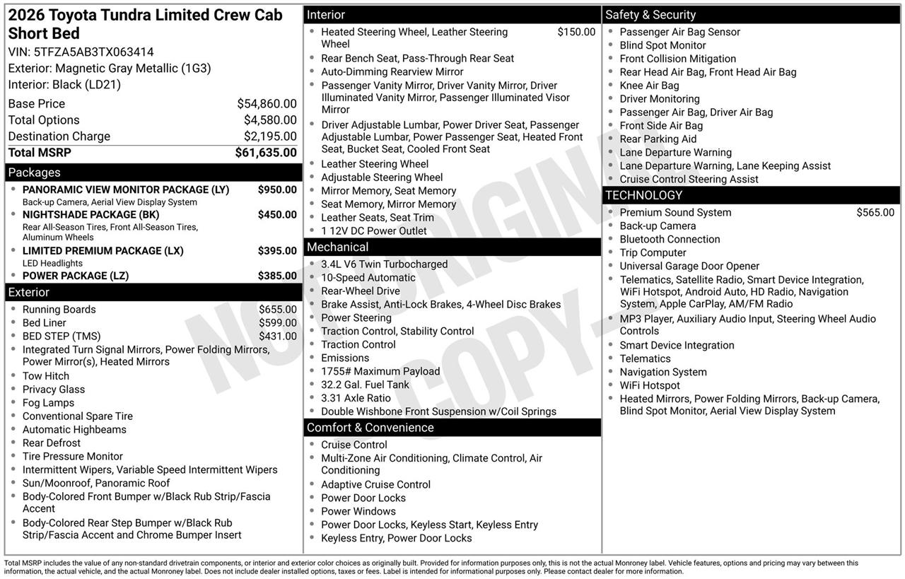 Toyota Tundra Limited CrewMax 2WD 2026