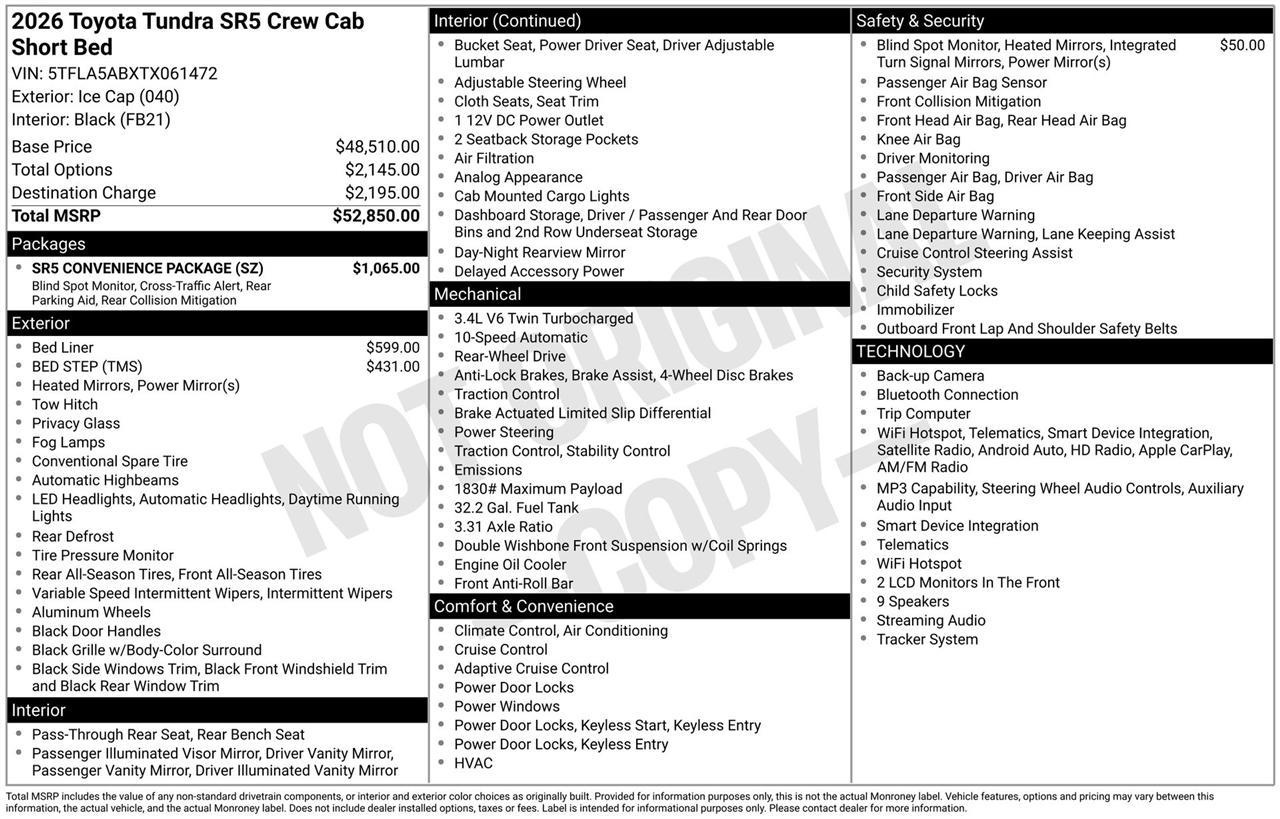 Toyota Tundra SR5 CrewMax 2WD 2026