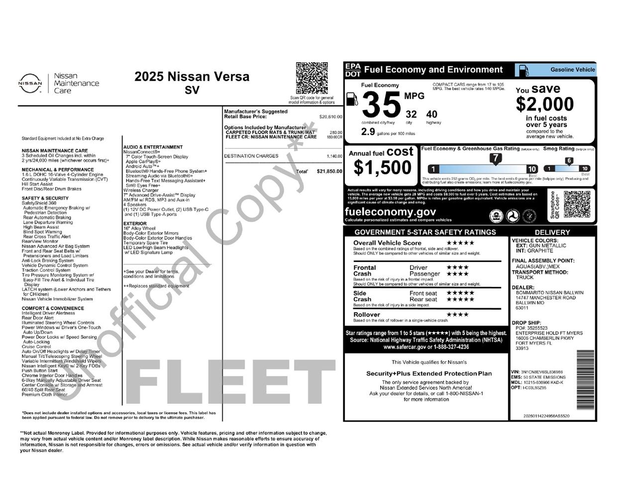 Nissan Versa SV 2025