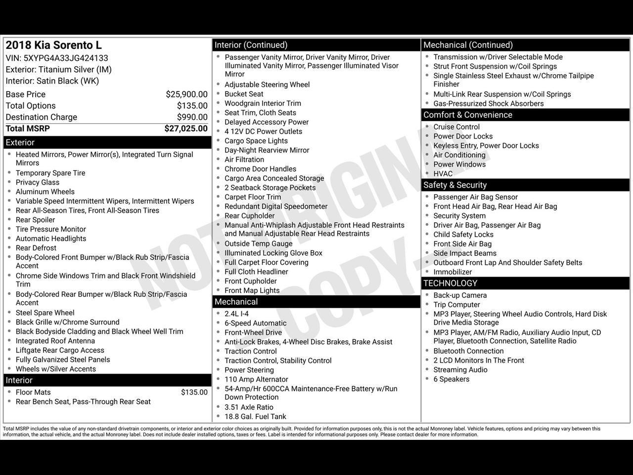 Kia Sorento LX 2WD 2018