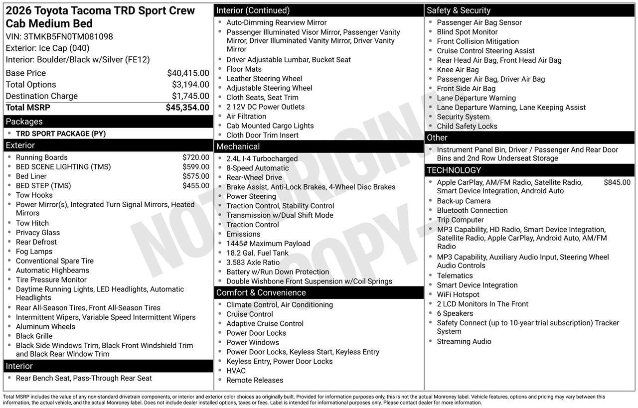 Toyota Tacoma TRD Sport Double Cab 2WD 2026