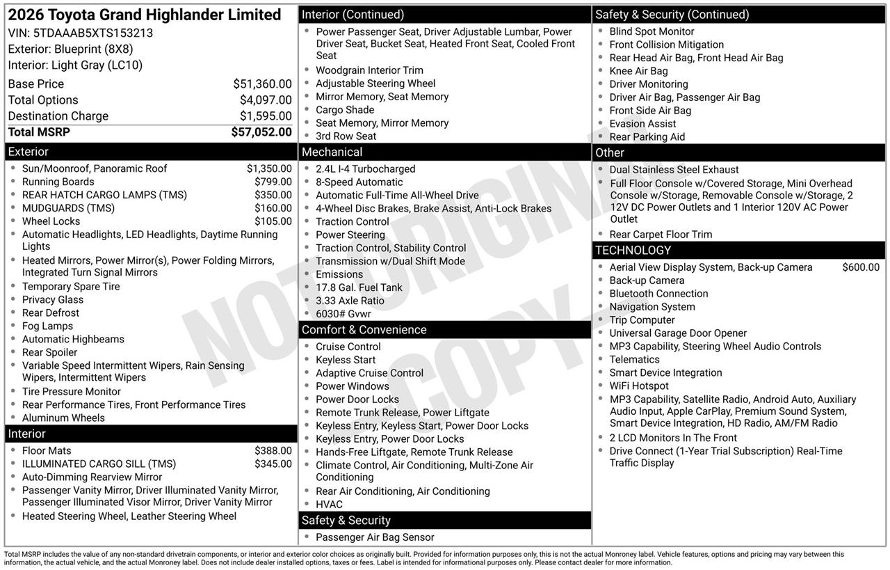 Toyota Grand Highlander Limited AWD 2026