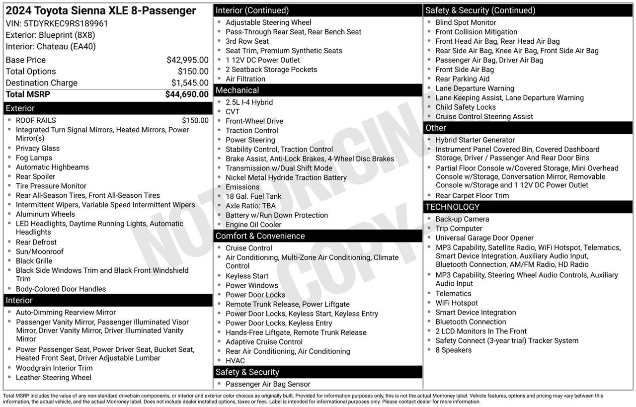 Toyota Sienna XLE 7-Passenger 2024
