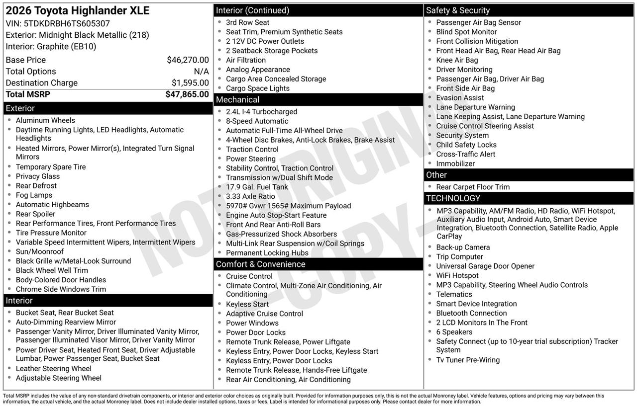 Toyota Highlander Limited AWD 2026